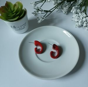 Red acrylic stud earrings